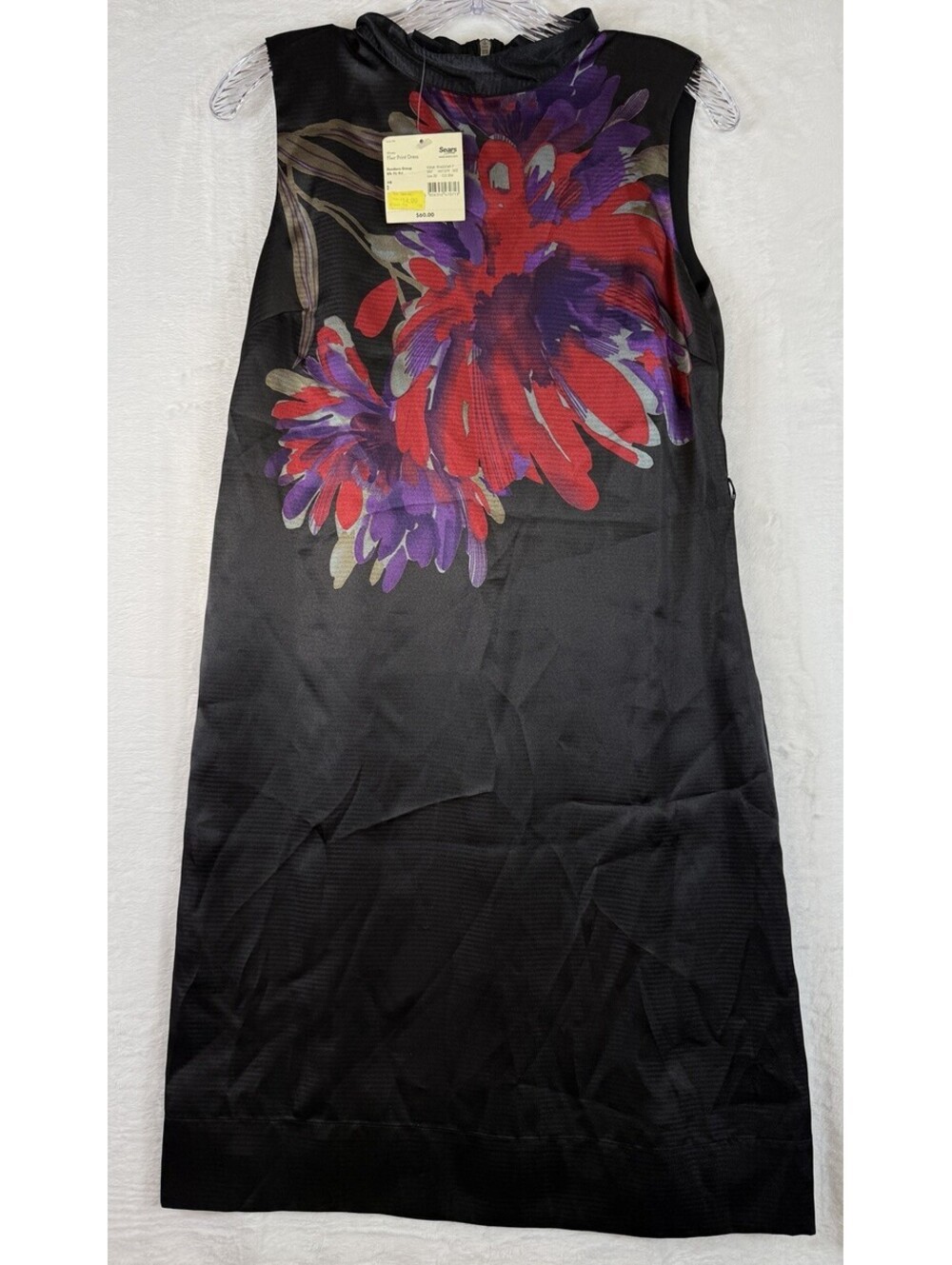 Apostrophe Dress 2 Black Satin Shift High Neck Sleeveless New NWT - Picture 2 of 8
